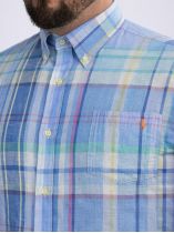 Chemise en Lin à Carreaux Grande Taille